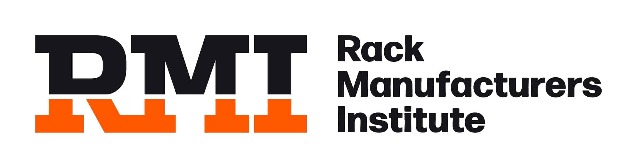 RMI_Logo_Horizontal-4c_CMYK DMT Rack Manufacturers Institute logo with bold black 'DMT' and orange rack icons on white background.